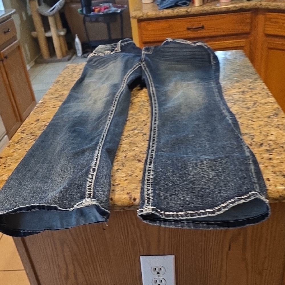Grace in LA Dark Blue Embroidered Waistband Jeans